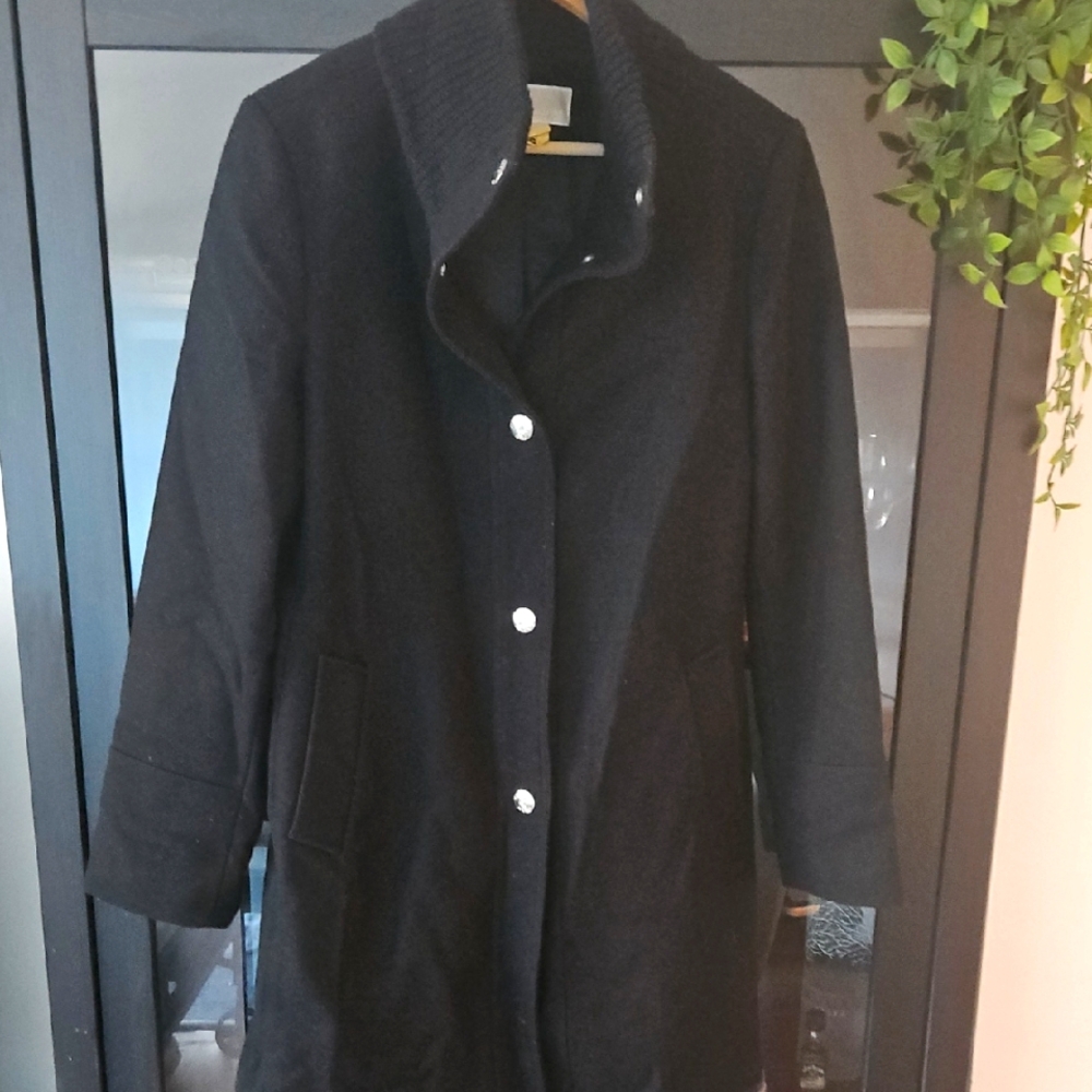 Michael KORS Wool Women's Black Coat Sz8 - Picture 1 of 5
